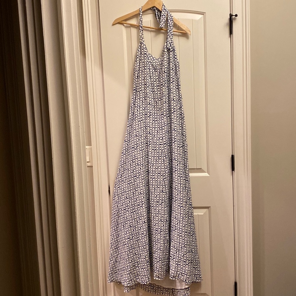Vineyard Vines Blue/White Tie Dye Halter Maxi Dress- Size 12